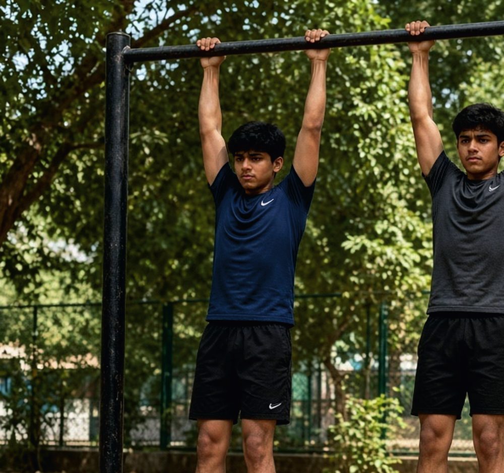 Hanging challenge bar hold